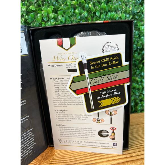 NIB The Professional Wine Opener Vineyard Supply Co. with Chill Stick NEW 1989 - Picture 8 of 8